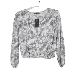 New 21 Saints grey tie dye super soft fleece cropped sweat shirt Size medium